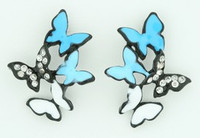 S multi butterfly blue stone stud