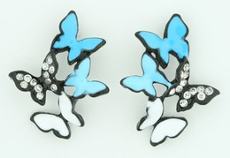 S multi butterfly blue stone stud