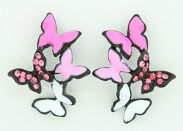 S multi butterfly pink stone stud