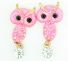 S owl stone pink stone stud
