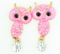 S owl stone pink stone stud