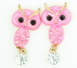 S owl stone pink stone stud