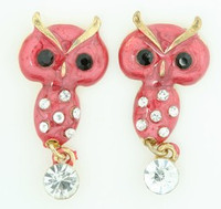 S owl stone red stone stud