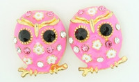 S owl big pink stone stud