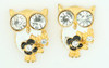 S owl eye white stone stud