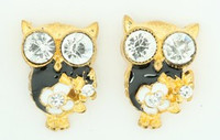 S owl eye black stone stud