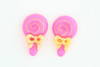 C lolly bow pink colorful stud