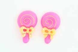 C lolly bow pink colorful stud