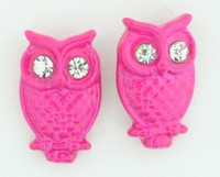 C owl pink colorful stud