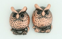 C owl round bronze colorful stud