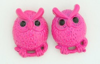 C owl round pink colorful stud