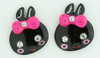 C cute bunny black colorful stud
