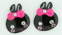 C cute bunny black colorful stud