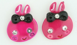 C cute bunny pink colorful stud