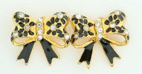 S bow flower black stone stud