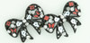S bow black flower red stone stud
