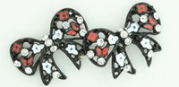 S bow black flower red stone stud