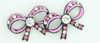S bow open pink stone stud