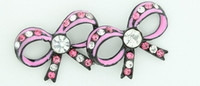 S bow open pink stone stud