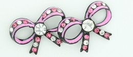 S bow open pink stone stud