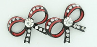 S Bow Open Red Stone Stud