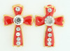 S cross red stone stud