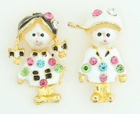 S boy girl white stone stud