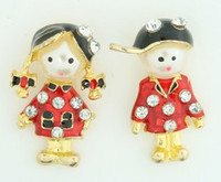 S boy girl red stone stud