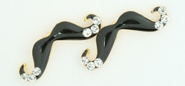 S mustache black stone stud