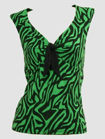 Front - V zebra green classic top pin up
