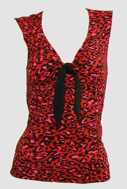 Front - V leopard red classic top pin up