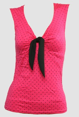 Front - V dot pink classic top pin up