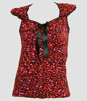 Front - B leopard red classic top pin up