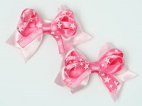 Star L pink / D pink-white cute baby hair clips pair