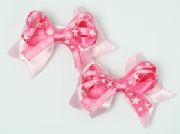 Star L pink / D pink-white cute baby hair clips pair