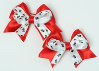 Skull red / white-black cute baby hair clips pair
