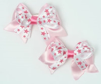 Star L pink / white-pink cute baby hair clips pair