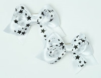 Star white-black cute baby hair clips pair