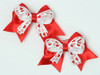 Heart red / white-red cute baby hair clips pair