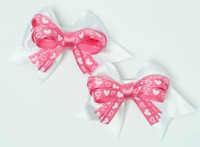 Heart white / D pink-white cute baby hair clips pair