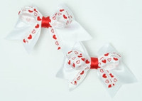 Heart white-red cute baby hair clips pair