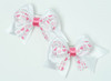 Heart white / white-pink cute baby hair clips pair