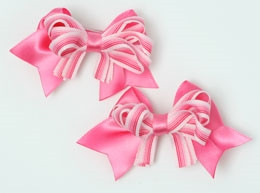 Stripe D pink cute baby hair clips pair