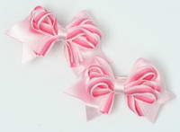 Stripe L pink cute baby hair clips pair