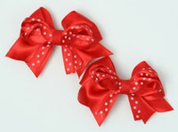 Dot red-white cute baby hair clips pair