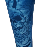 S blue jeans skull spandex legging