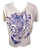 A comfortable and cozy t-shirt with calm blue and purple print.
It brings you great luck ;)