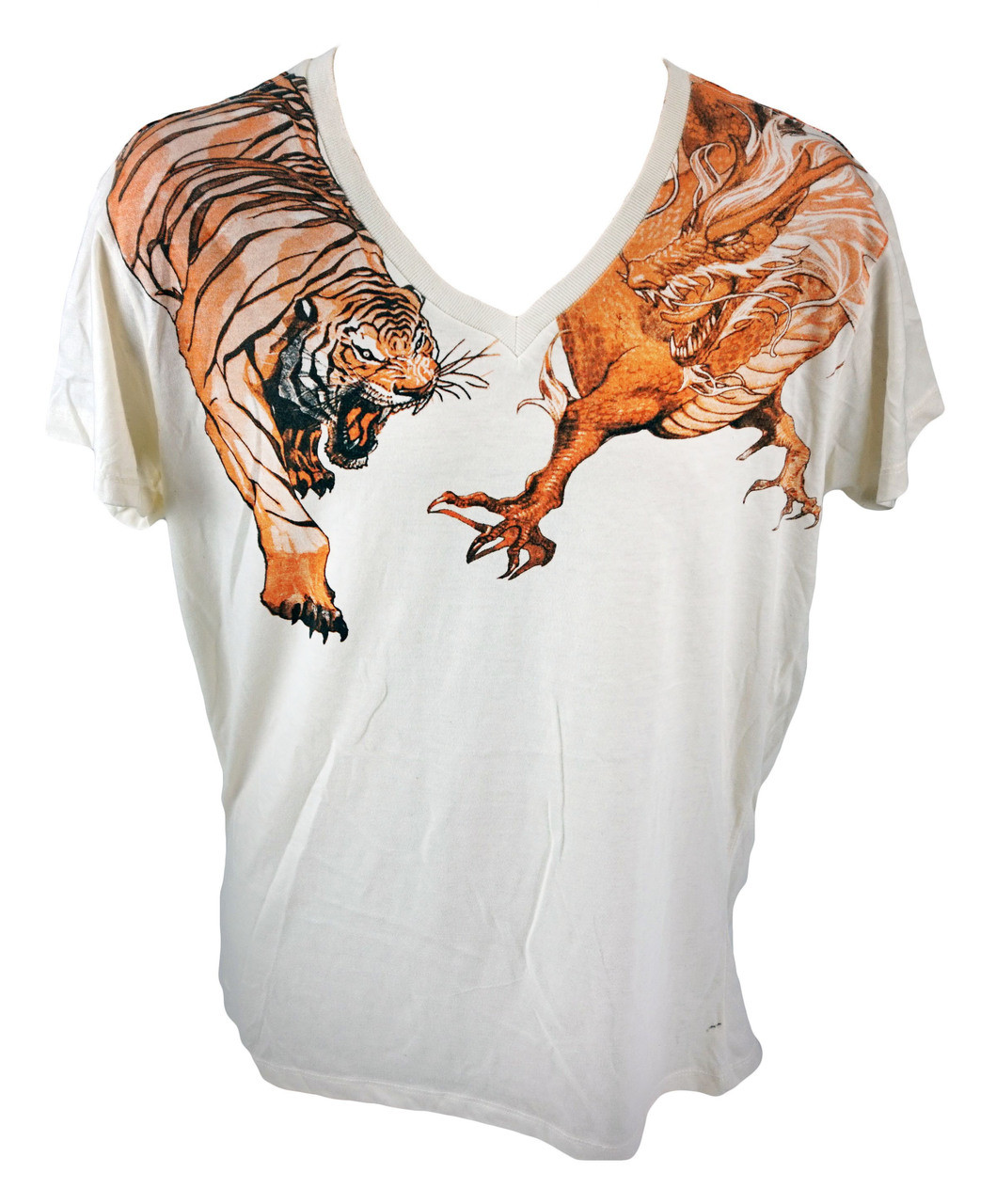 Final Battle Tiger Vs Dragon White T Shirt Super Cool Design Clarabella Tattoo Wear Final Battle Tiger Vs Dragon White T Shirt Super Cool Design Clarabella Tattoo Wear