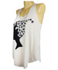 Angle 45° - Girl tank top butterflies in the hair black print on front on cream material Angle 45° - Girl tank top butterflies in the hair black print on front on cream material