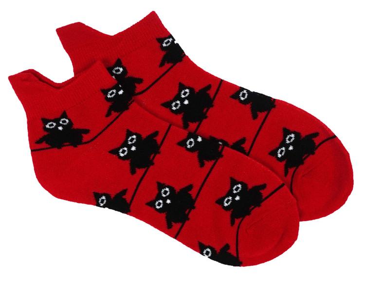 Big eyed owl socks red